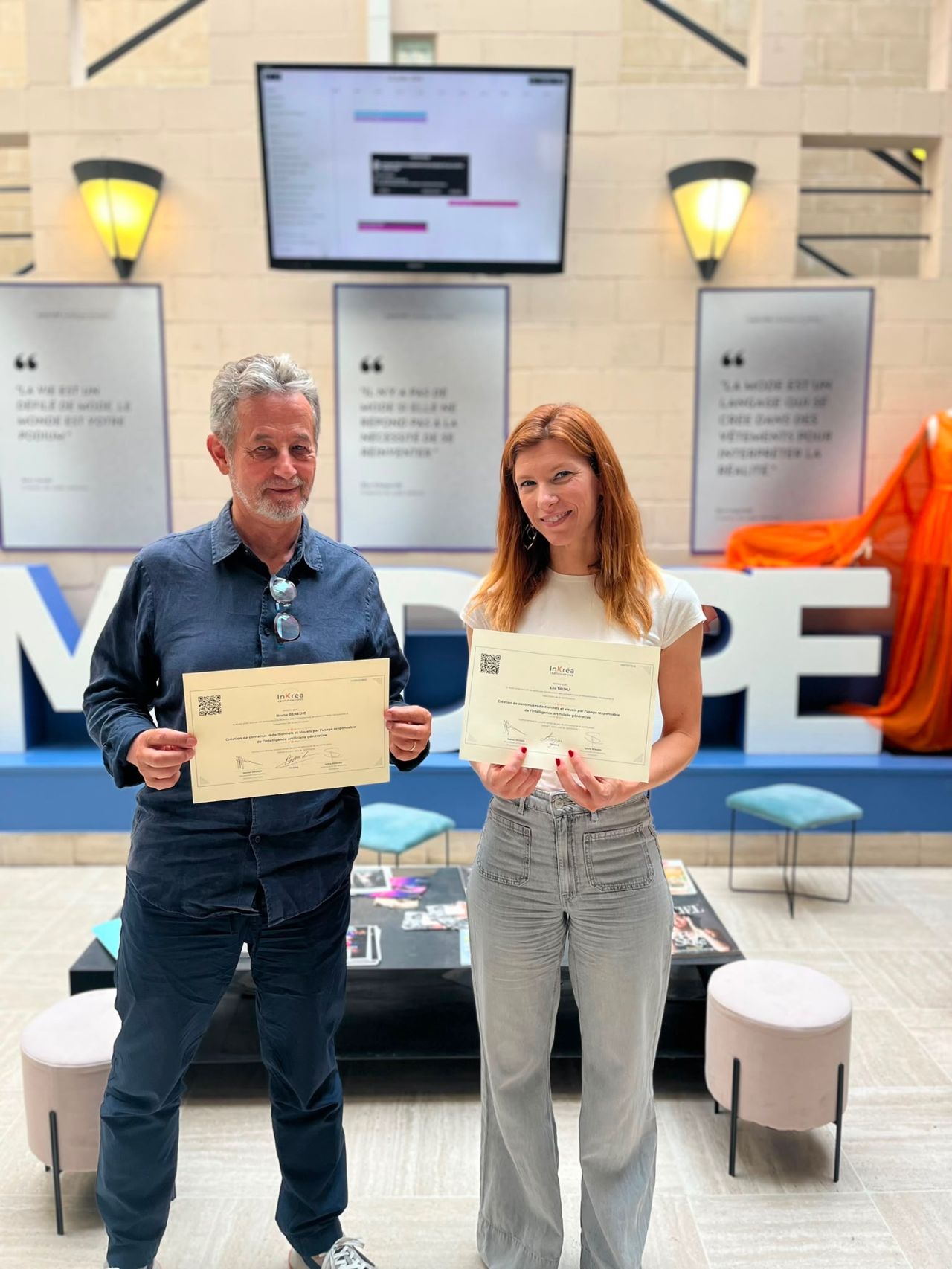 Bruno Benedic & Léa Trojau avec sa certification