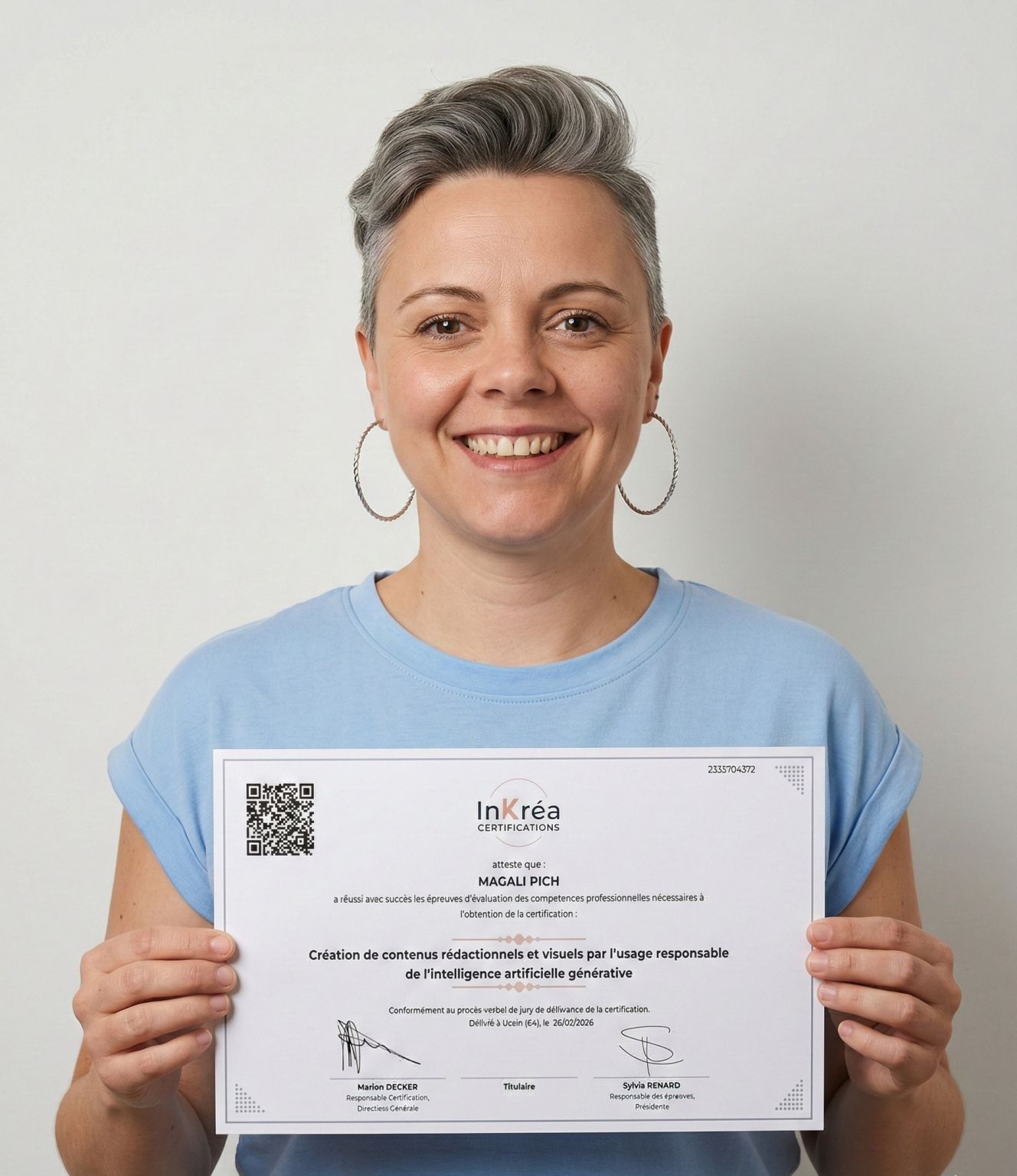 Magali Pich avec sa certification